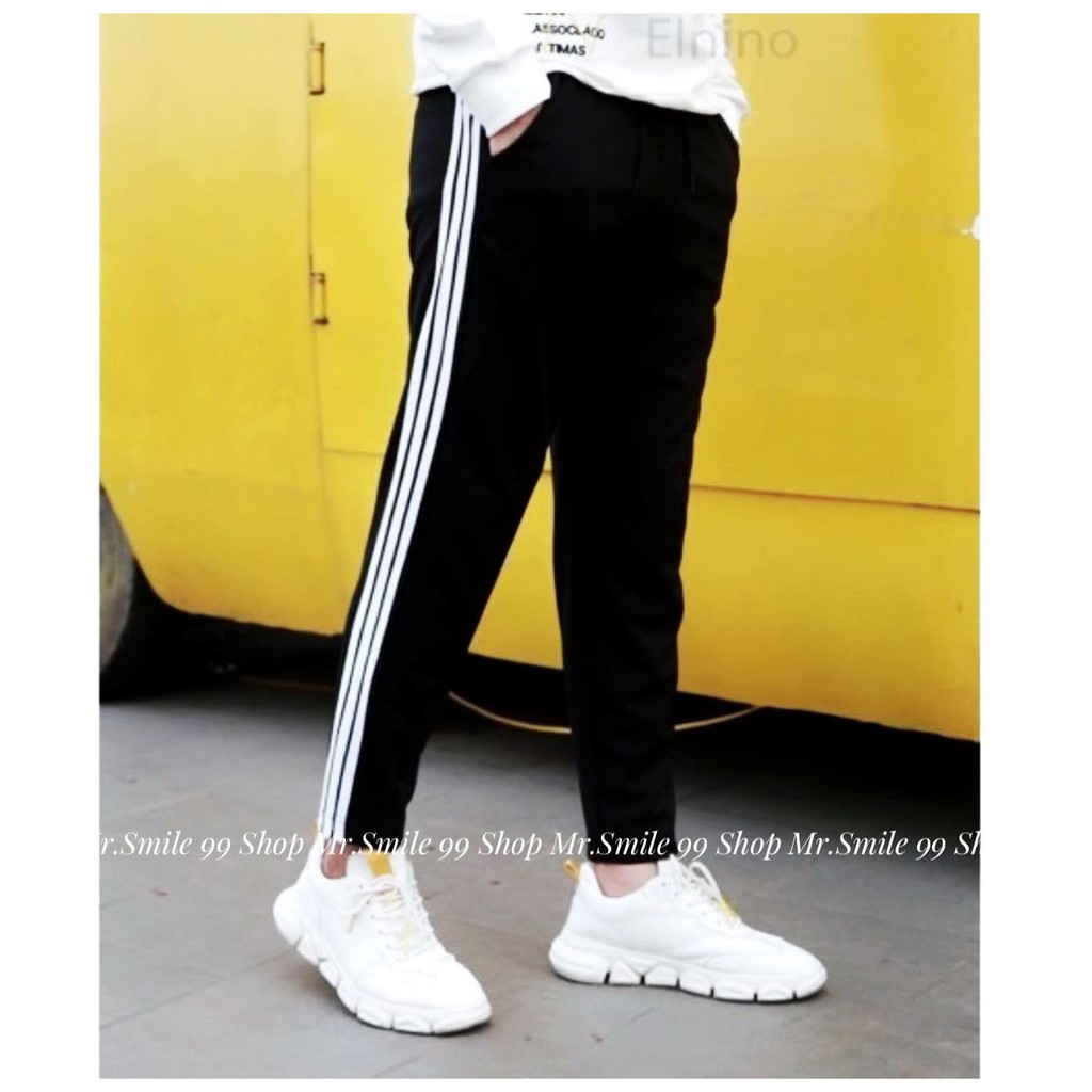 QUẦN THỂ THAO 3 SỌC ĐEN JOGGER NAM NỮ UNISEX 3 SỌC MR SMILE 99 SHOP | BigBuy360 - bigbuy360.vn