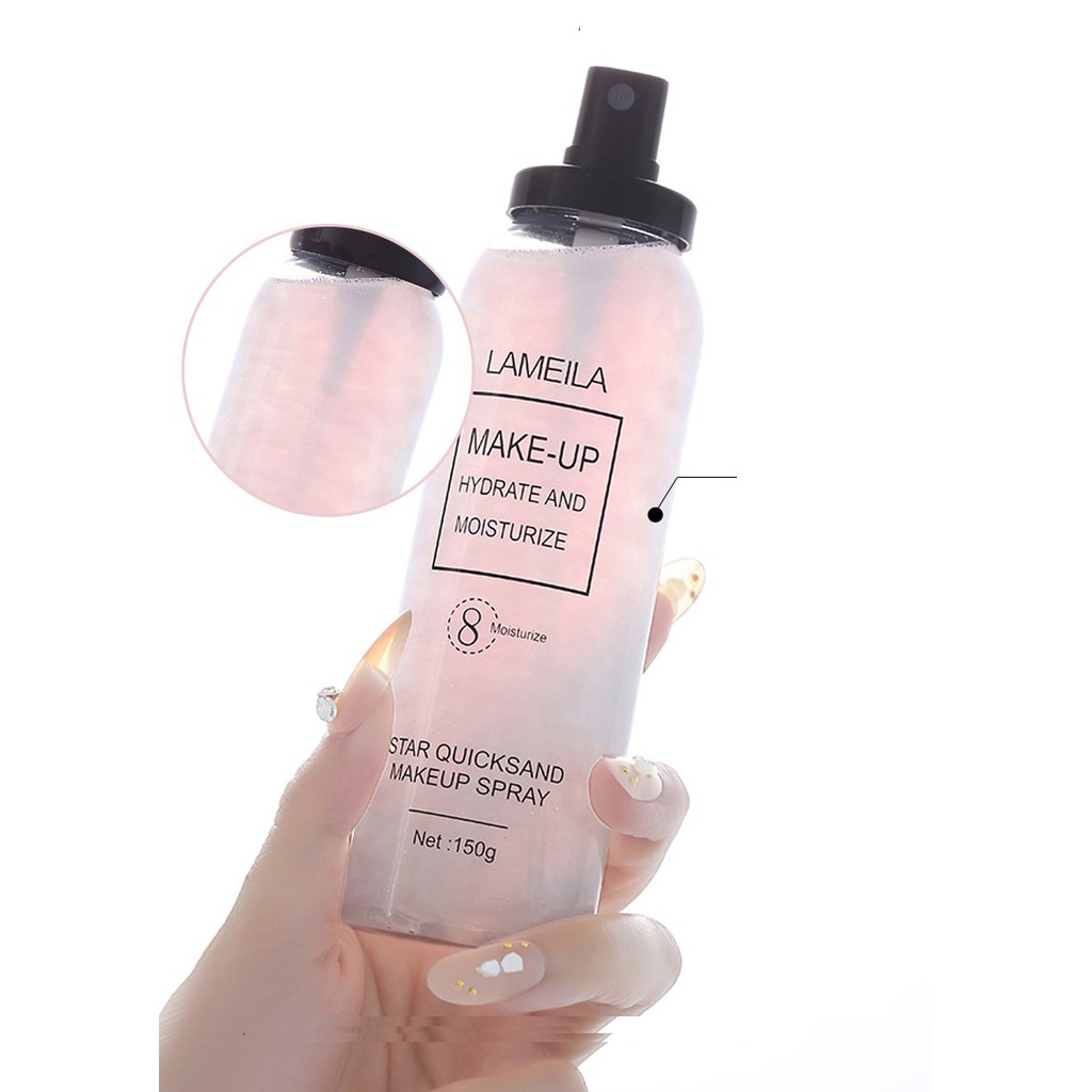 B9  Xịt Nhũ Cố Định, Khóa Lớp Trang Điểm Make-up Spray Hydrate And Moisturize Star Quicksand 150ml để