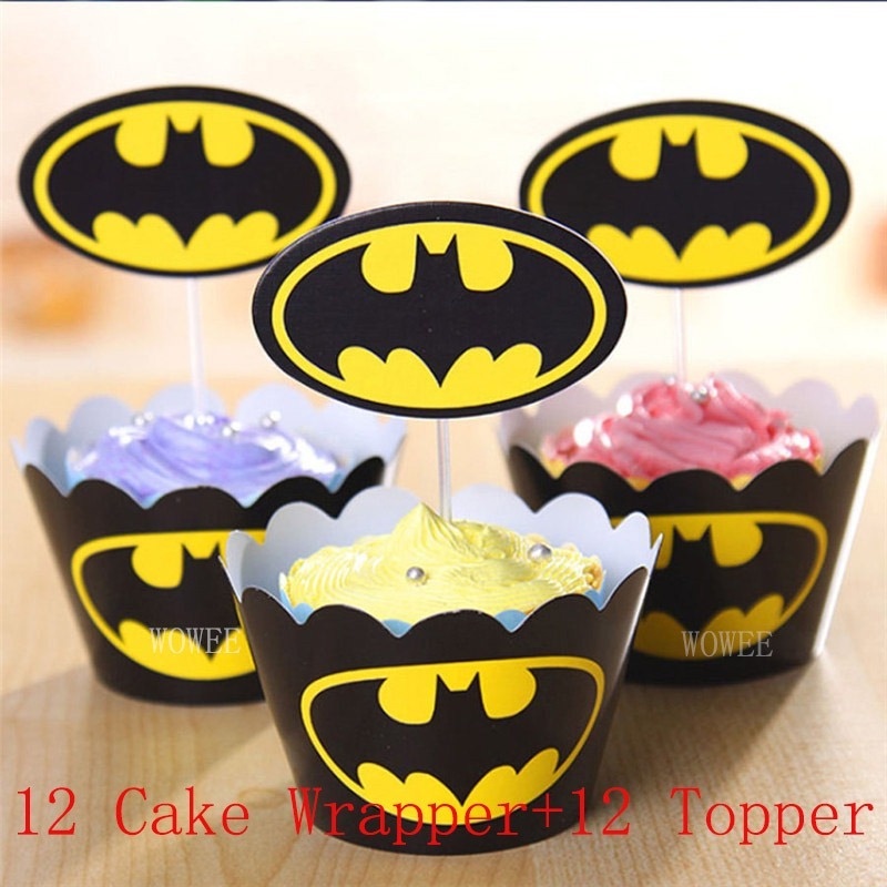 Set 24 Phụ Kiện Trang Trí Bánh Cupcake Hình Batman