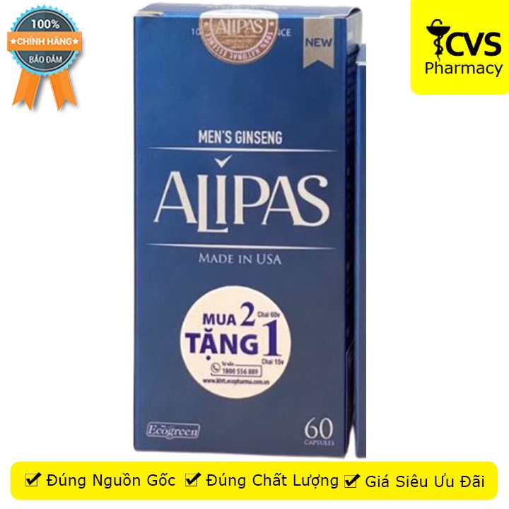 Sâm ALIPAS Hộp 60 viên - Tăng cường sinh lực phái mạnh - Cvspharmacy