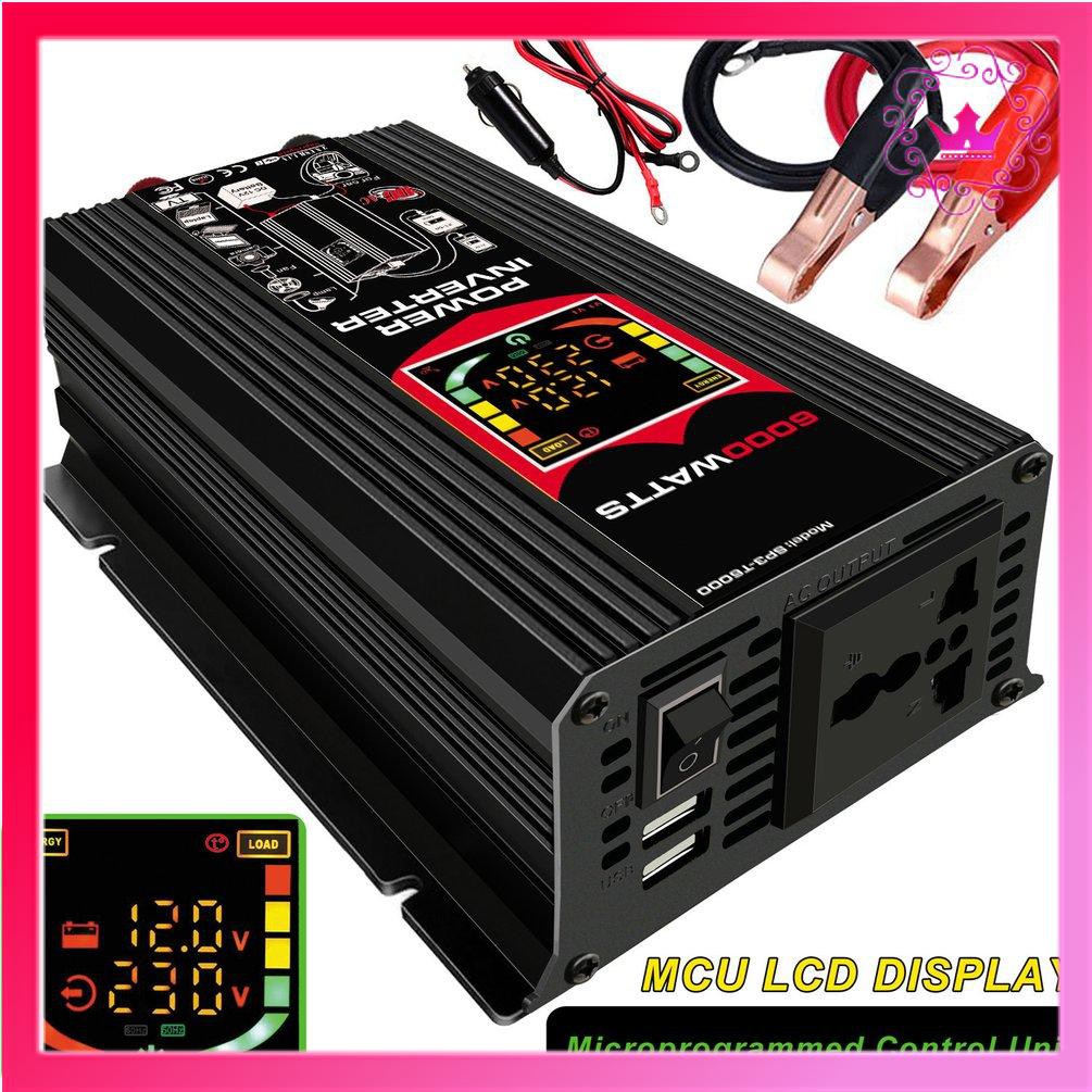 Đầu biến tần thông minh cổng Usb kép 6000w 12v sang 220v / 110v tiện dụng cho xe hơi