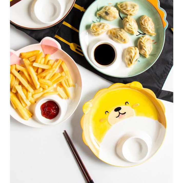 Đĩa ngăn chấm hình thú 21cm