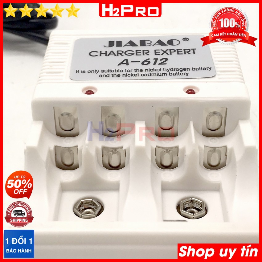 Máy sạc pin tiểu AA-AAA Jiabao A-612 H2Pro chính hãng (1 chiếc), máy sạc pin AA-AAA-pin vuông 9V đa năng giá rẻ