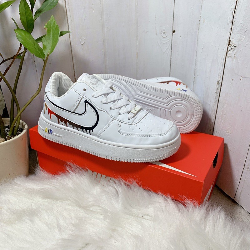 Giày thể thao trắng custom chảy màu nam nữ tặng box | BigBuy360 - bigbuy360.vn