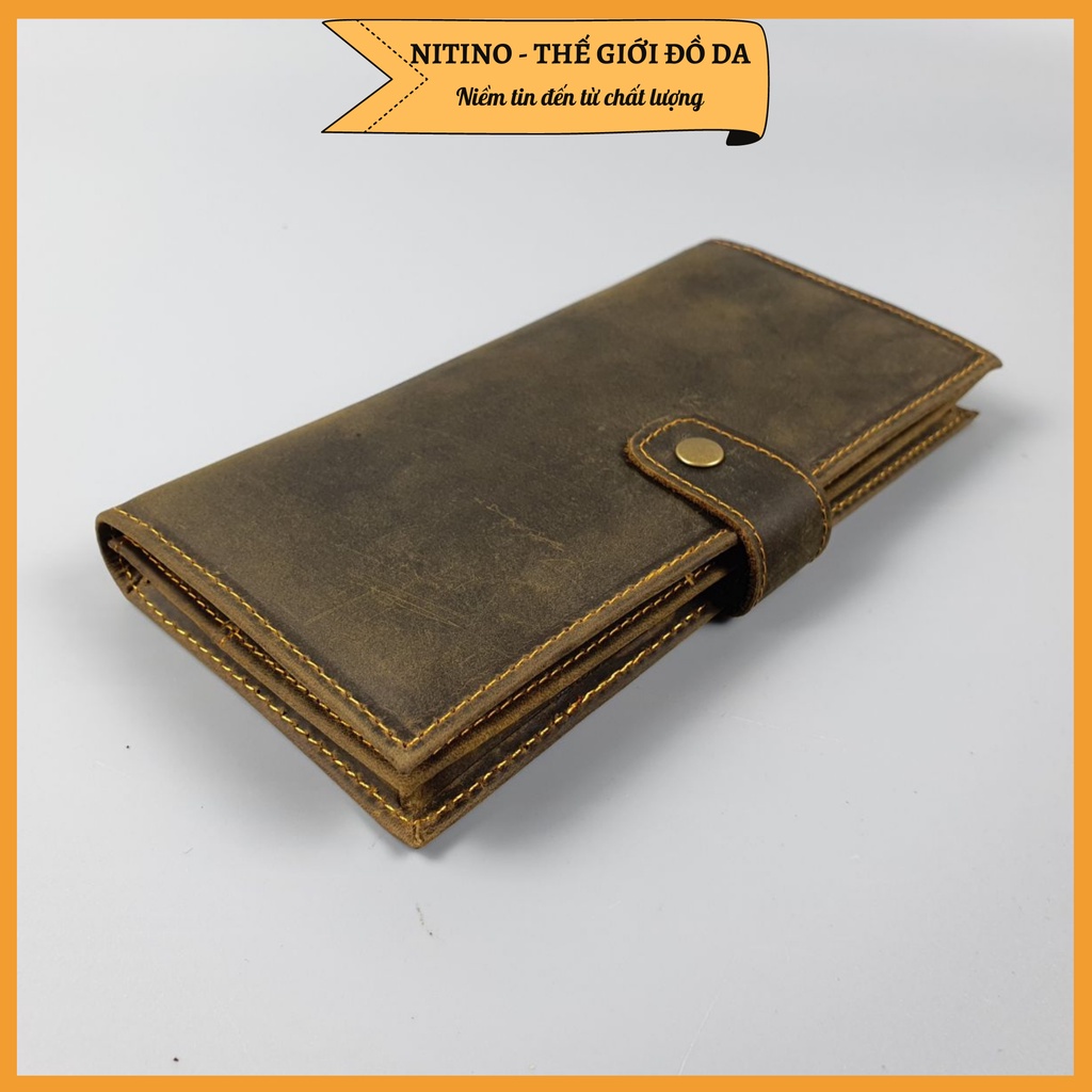 Ví da bò sáp cầm tay, ví dài nam nữ cao cấp đựng vừa điện thoại VD10