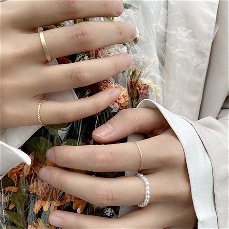 Bộ 4 nhẫn đính hạt bản nhỏ Novset