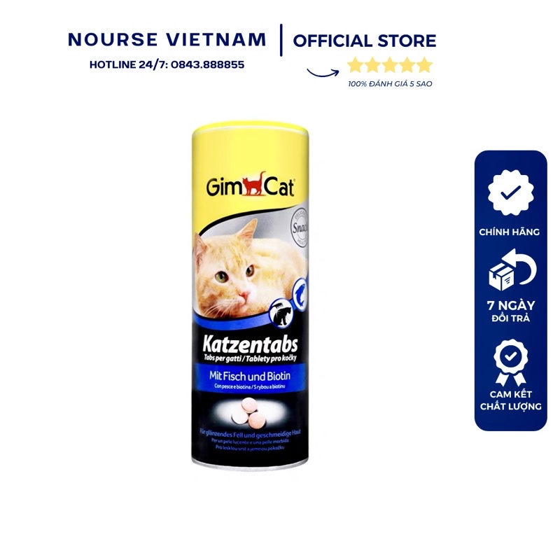 Viên dưỡng Gimcat bổ sung biotin cá giúp dưỡng lông và tái tạo lông cho mèo (350v)