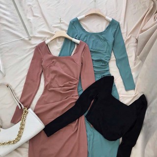 Đầm body nhún eo chất thun co dãn