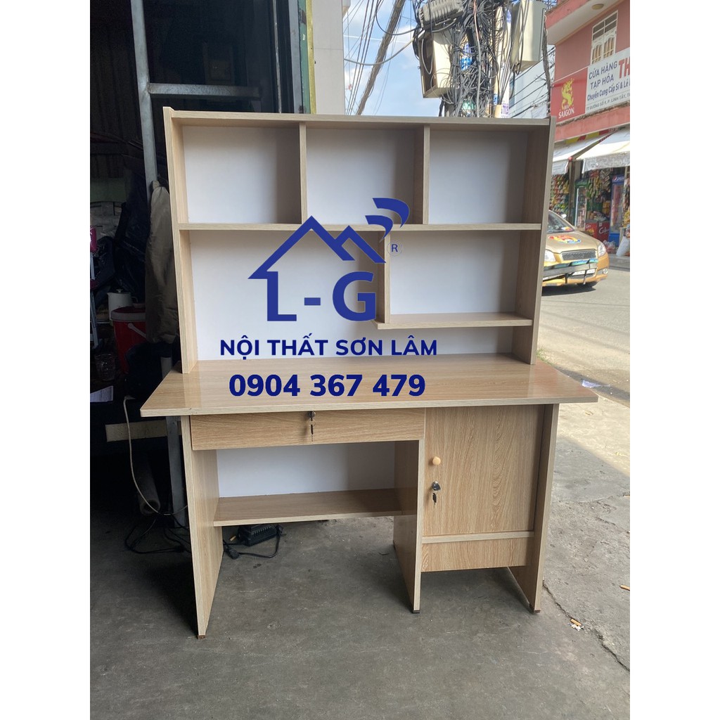 Bàn học sinh liền kệ giả gỗ 1M, 1M2 cho bé giá rẻ freeship