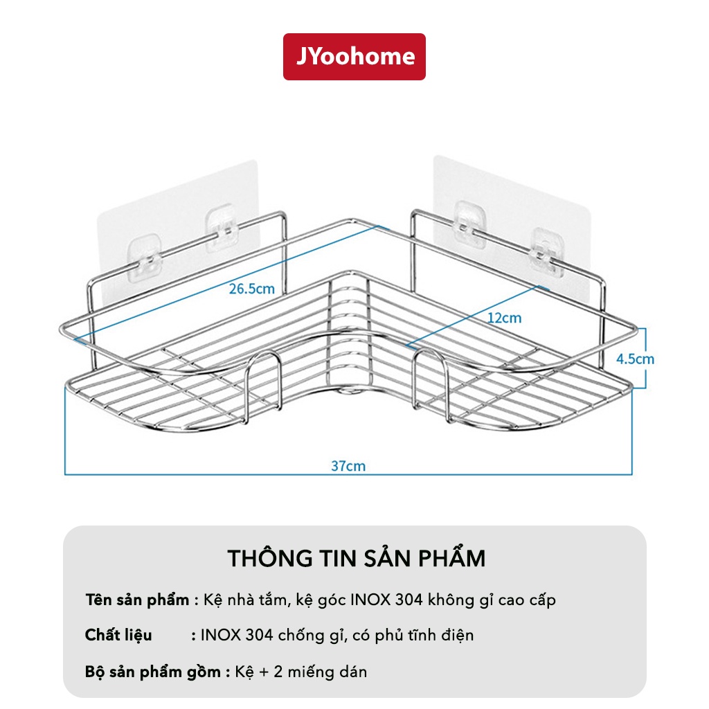 Kệ Nhà Tắm INOX 304 Dán Tường Siêu Dính, Chịu Lực, Không Gỉ, Kệ Góc Để Đồ Nhà Tắm, Nhà Bếp - JYoohome