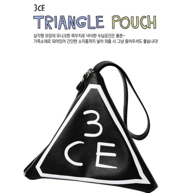 Túi 3CE đựng mỹ phẩm, đồ skincare, túi tam giác TRIANGLE POUCH 22 x 19 x 18