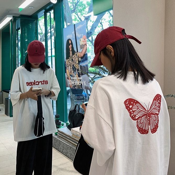 Áo Thun In Hình Bướm Thời Trang Mùa Hè Dành Cho Nữ