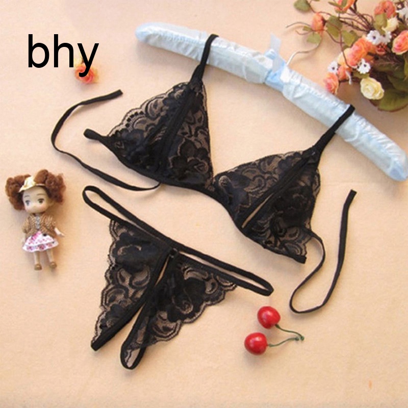 Bộ Đồ Lót Lọt Khe Phối Ren Hở Lưng Phong Cách Quyến Rũ Dành Cho Nữ