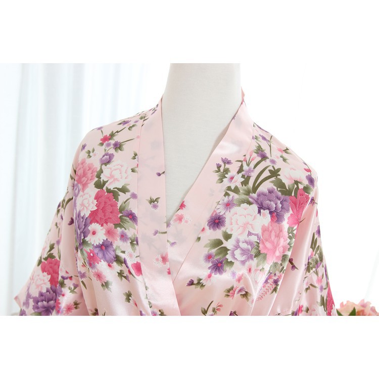 Áo Choàng Tắm Kimono Vải Satin In Hoa Dành Cho Nữ | BigBuy360 - bigbuy360.vn