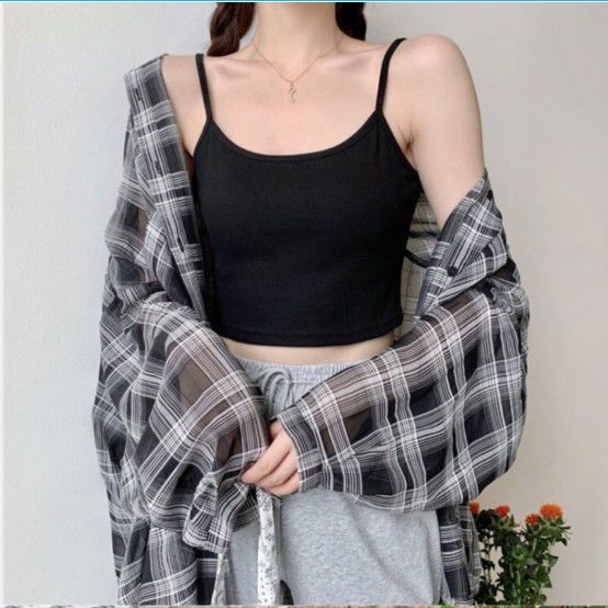 Áo Thun Thể Thao Không Tay Màu Đen Phong Cách Hàn Quốc Dễ Phối Đồ Cho Nữ