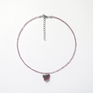 Vòng Cổ Choker Hạt Cườm Handmade Mặt Đá Bươm Bướm Violet Night
