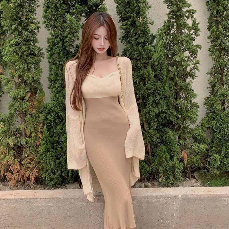 Set Váy 2 Dây Body Đuôi Cá & Áo khoác Cardigan