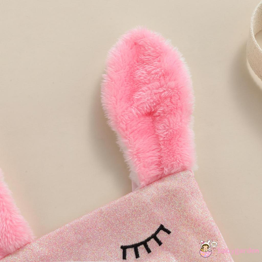 Bộ Áo Liền Quần Không Tay In Hình Thỏ Đính Kim Sa Dễ Thương Dành Cho Bé Gái 0-24 Tháng Tuổi