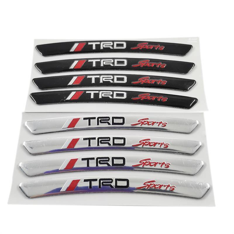 Set 4 miếng dán trang trí bánh xe ô tô hình logo thể thao TOYOTA TRD