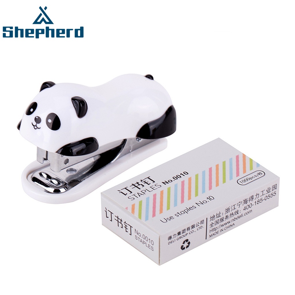 Bộ Kim Bấm Mini Gấu Trúc Shepherd Với 1000 Chiếc 10# Dụng Cụ Dập Ghim Giấy Tiện Dụng