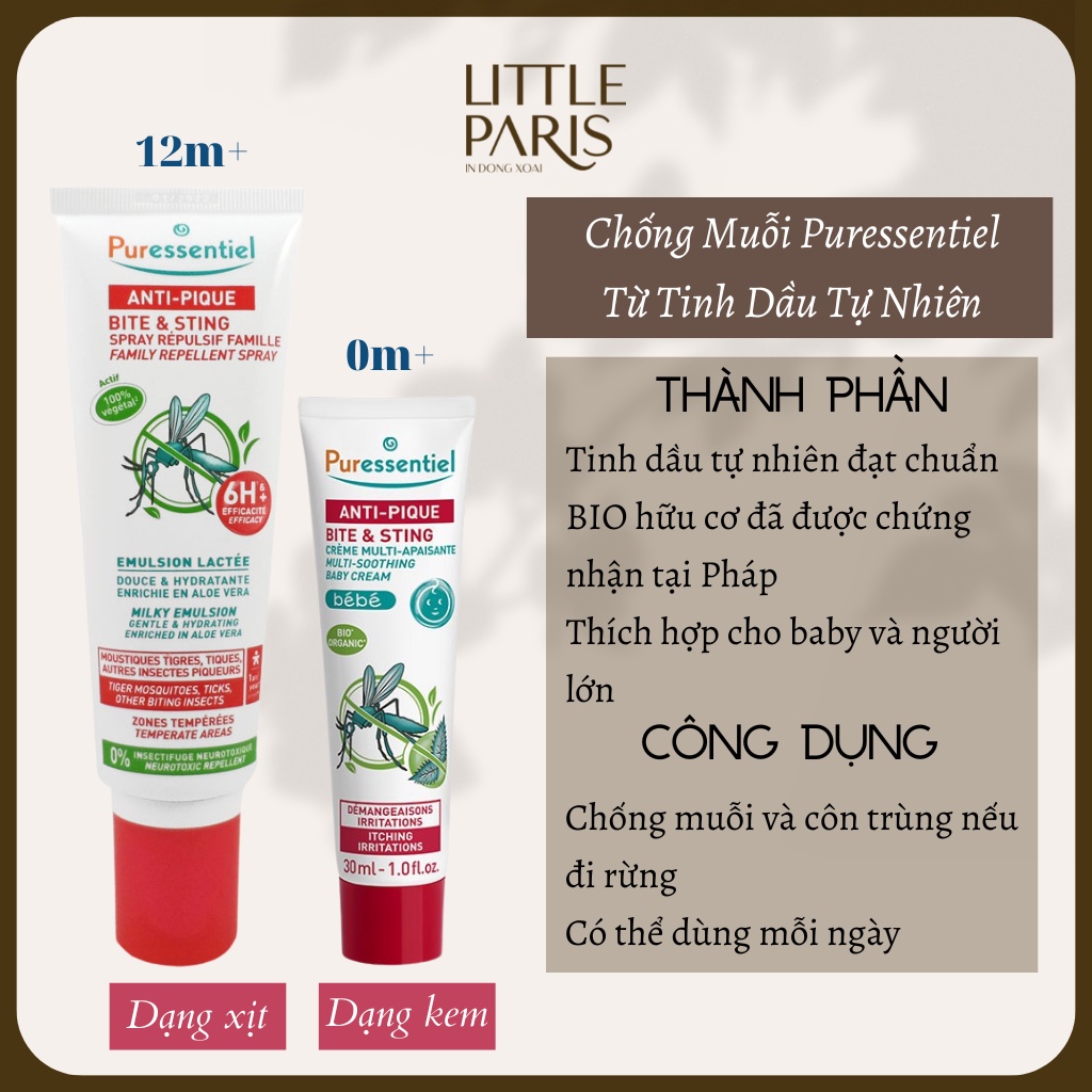 Xịt Chống Muỗi Puressentiel Từ Tinh Dầu 100% Tự Nhiên Dành Cho Bé Và Người Lớn