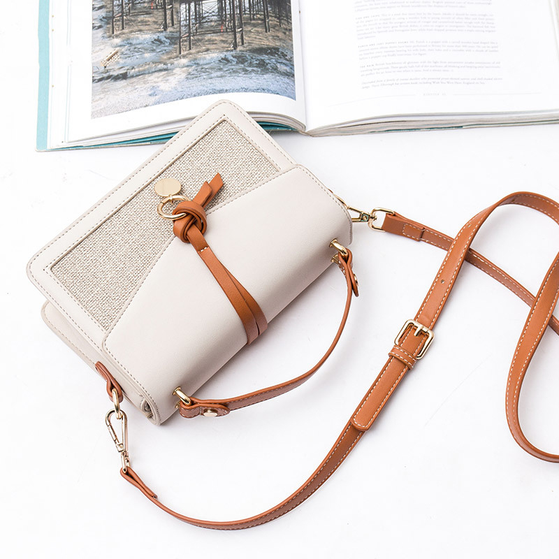 Túi đeo chéo IELGY hình vuông nhỏ bằng vải lanh cotton màu be ngọt ngào thời trang cao cấp dành cho nữ