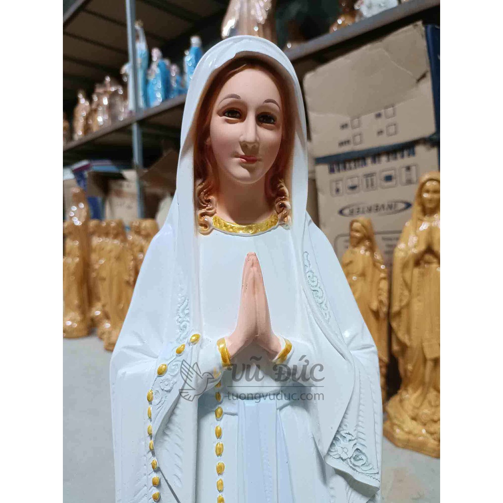 Tượng mẹ Maria Lộ Đức 60cm màu trắng | Tượng Công giáo Vũ Đức