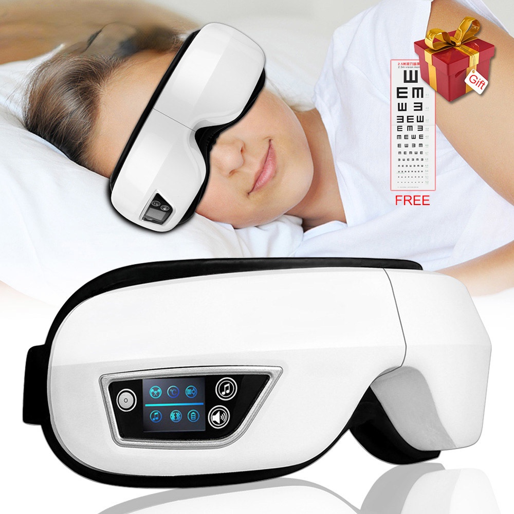 Kính Mát Xa Mắt 6D Thông Minh Có Túi Khí Nén Bluetooth Giảm Mệt Mỏi Và Nếp Nhăn