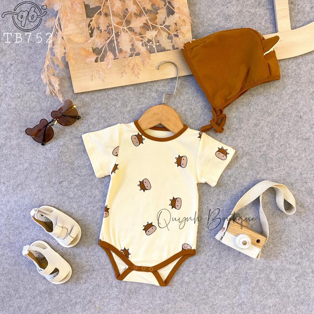 Quần áo trẻ en Quỳnh Boutique Bộ bodysuit bò nâu cho bé