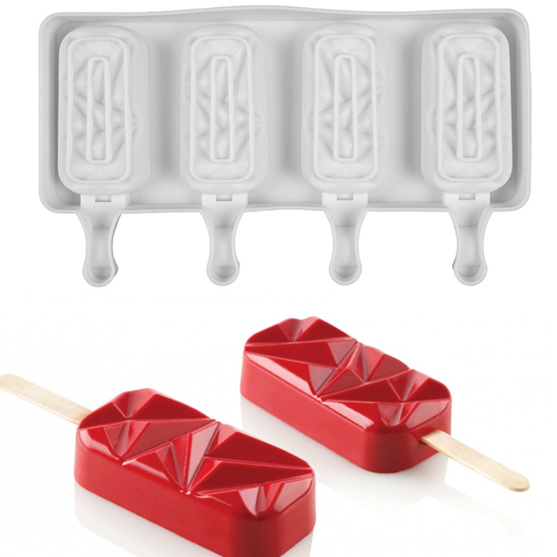 Khuôn Silicone Làm Kem Que 4 Ngăn Tiện Dụng
