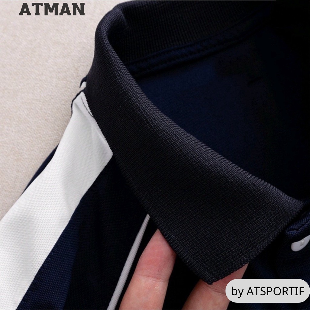 Áo polo nam ATMAN vải cá sấu 4 chiều, xuất xịn,chuẩn form, sang trọng phối vai