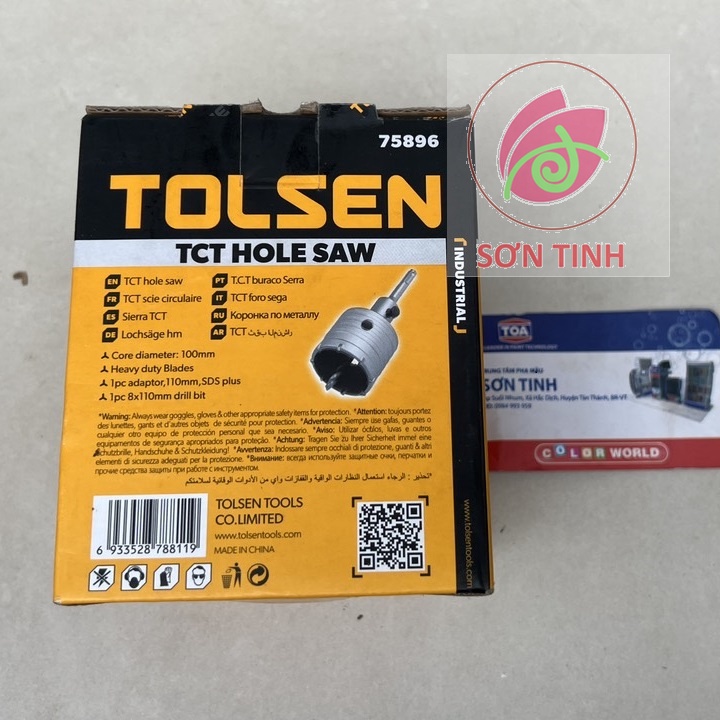 TOLSEN Mũi khoan lỗ khoét lỗ tường bê tông 100mm Hole Saw 75896