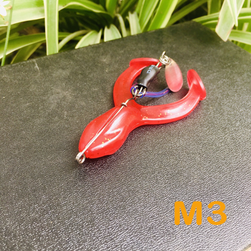 Mồi mềm câu lure Frog Kicker có thìa tạo hiệu ứng và lưỡi đôi có chống vướng phukiencaulure25