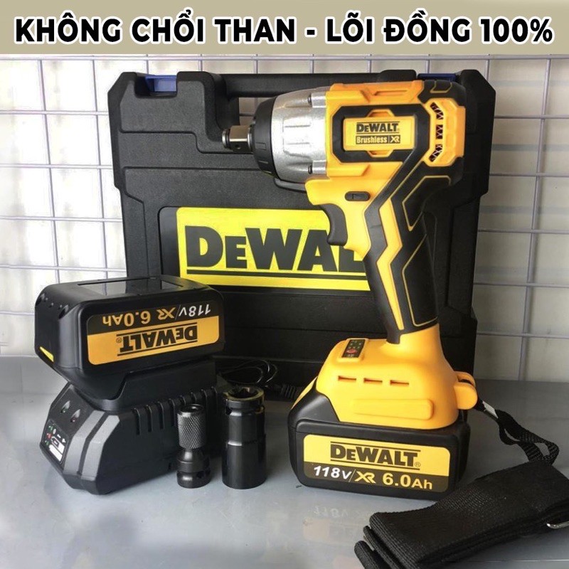MÁY SIẾT BULONG DEWALT 118V 6.0AH, ĐỘNG CƠ KHÔNG CHỔI THAN HÀNG CAO CẤP