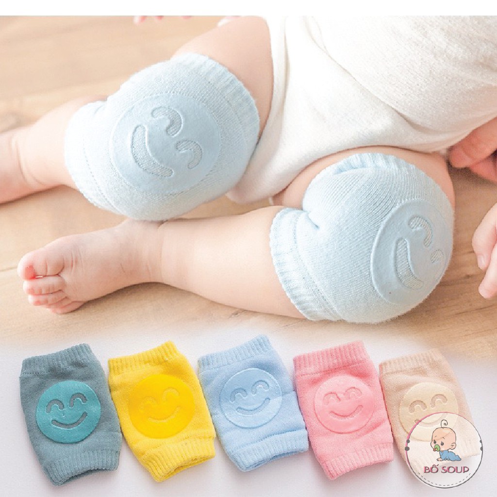 Tất tập bò, bịt đầu gối chống trơn trượt hình mặt cười cho bé