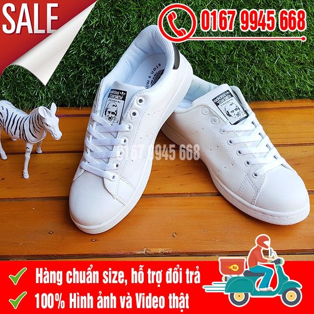 [SALE SỐC] Giày Stan Smith Màu Trắng Gót Đen Nam Nữ