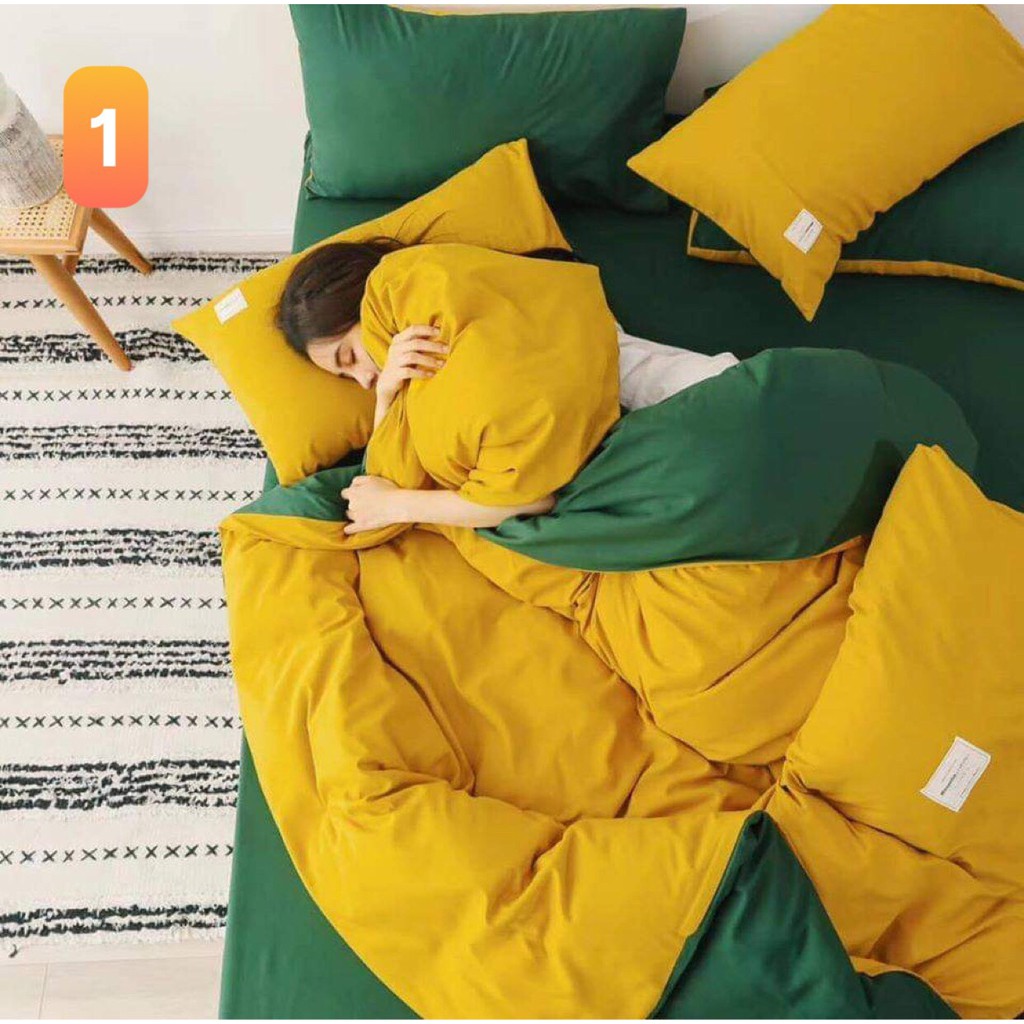 [HN - Ship Hỏa Tốc] Vỏ Chăn Ga Gối Màu Trơn Bộ 4 Món Chất Liệu Cotton - MS 06