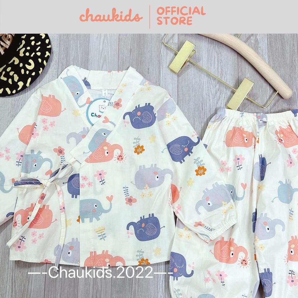 Bộ Yukata Cho Bé Trai, Bé Gái Vải Thô Mềm Hoạ Tiết Khủng Long, Mây Hồng CKTD01