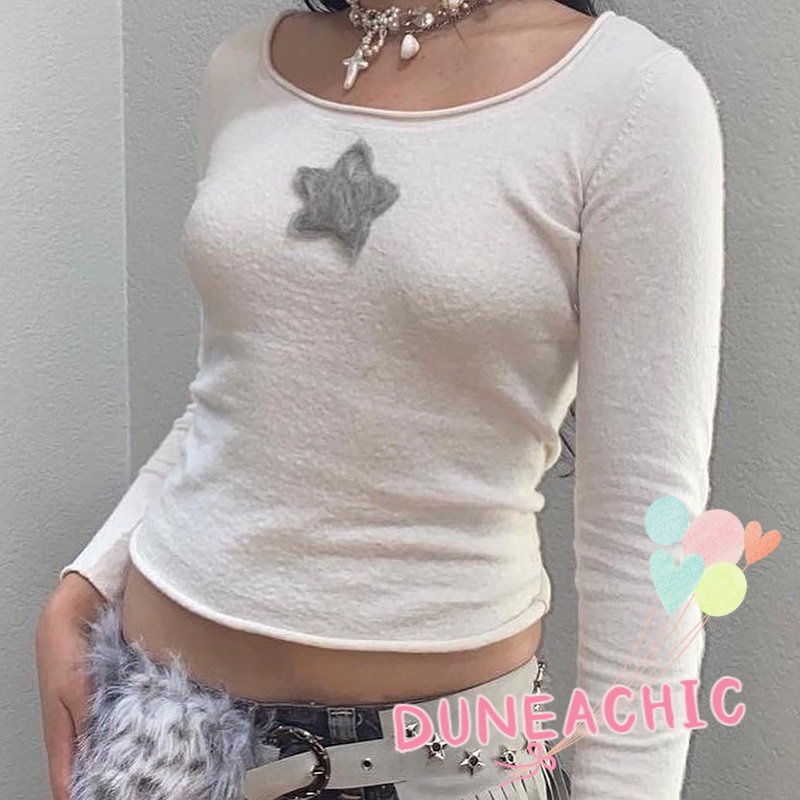 DUNEA Áo thun dài tay thiết kế giản dị thời trang dành cho nữ