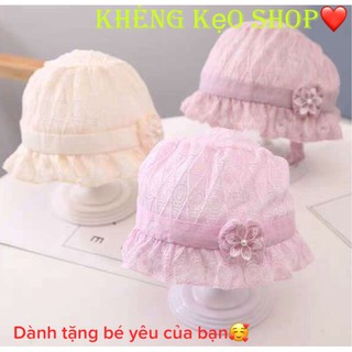 Mũ sơ sinh ren bé gái từ 0-6 tháng công chúa dễ thương Khéng kẹo shop