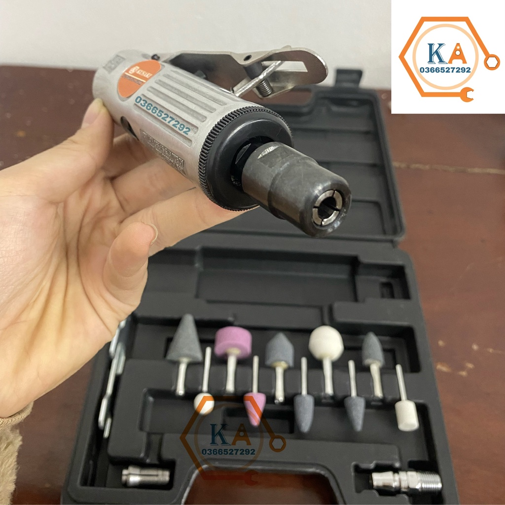Bộ máy mài hơi chà lốp xăm xe và 10 đầu mài củ bé