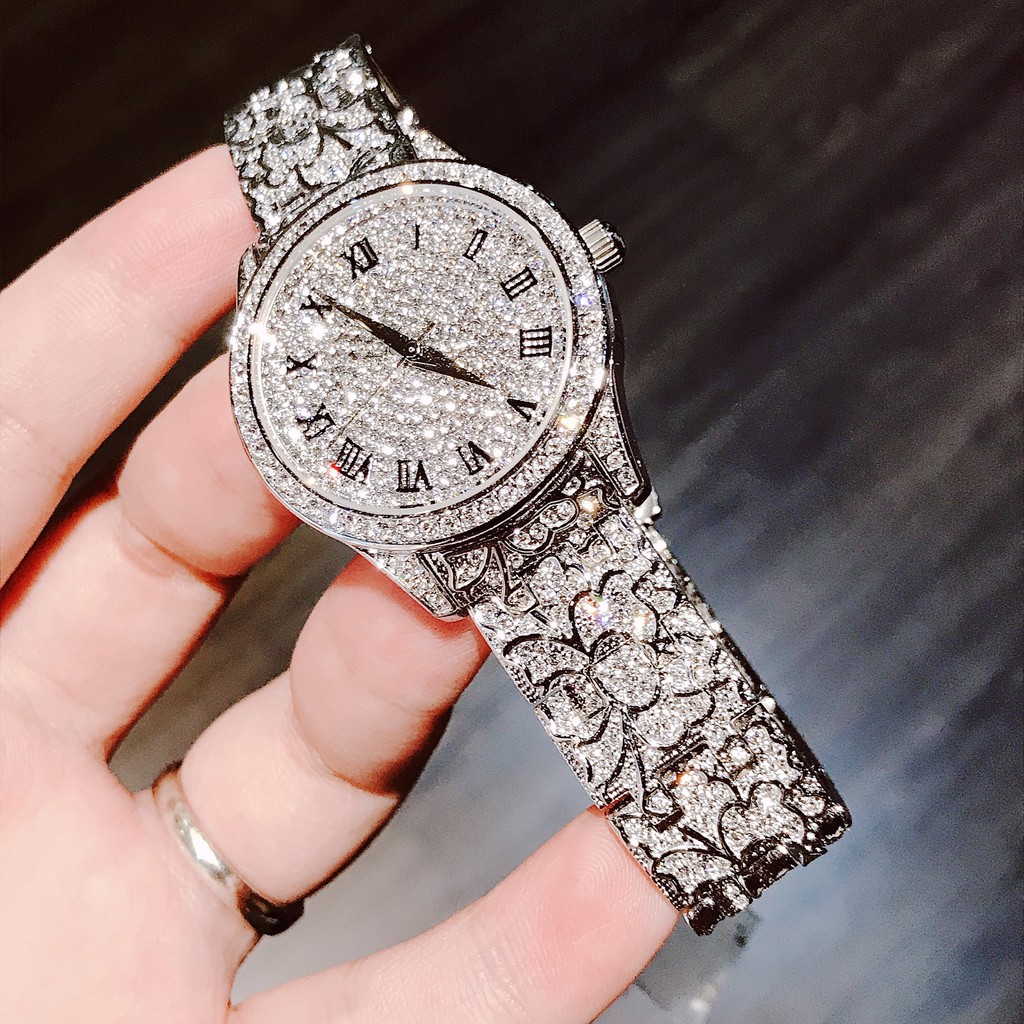 Đồng Hồ Nữ Davena Full Đá 37mm Silver Chính Hãng