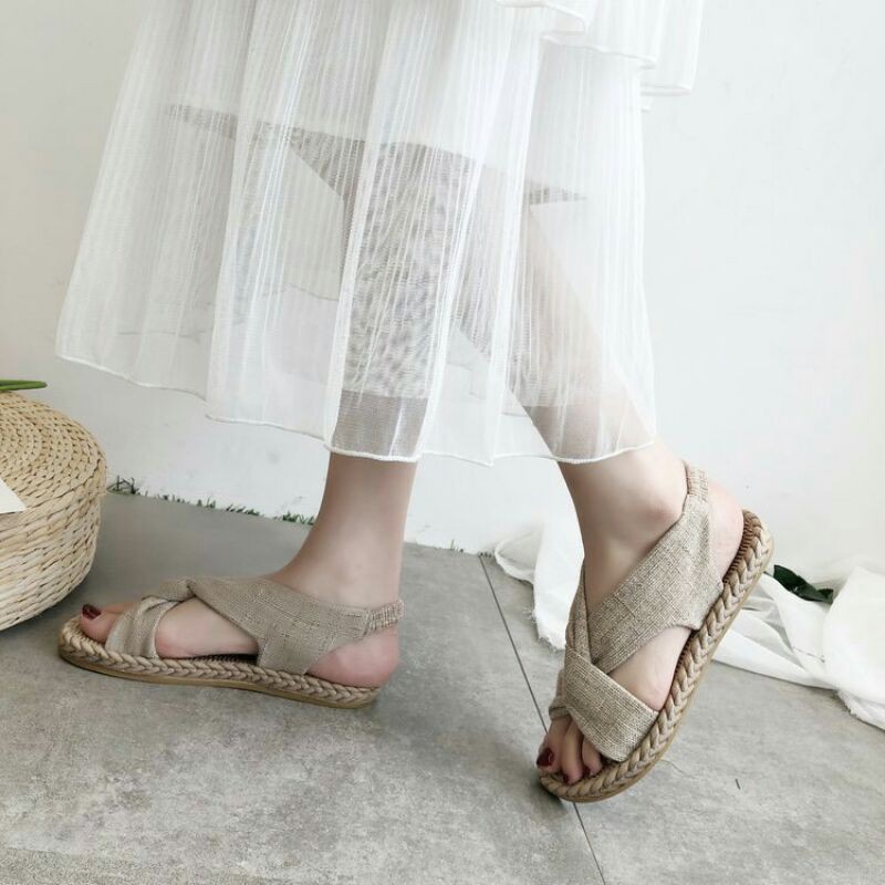 Giày sandal quai chéo nữ vintage siêu xinh