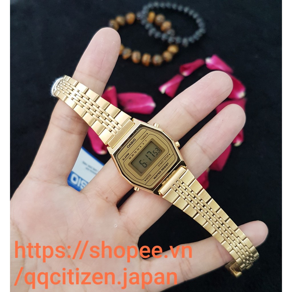 Đồng hồ điện tử nữ Casio LA690WGA-9DF dây kim loại