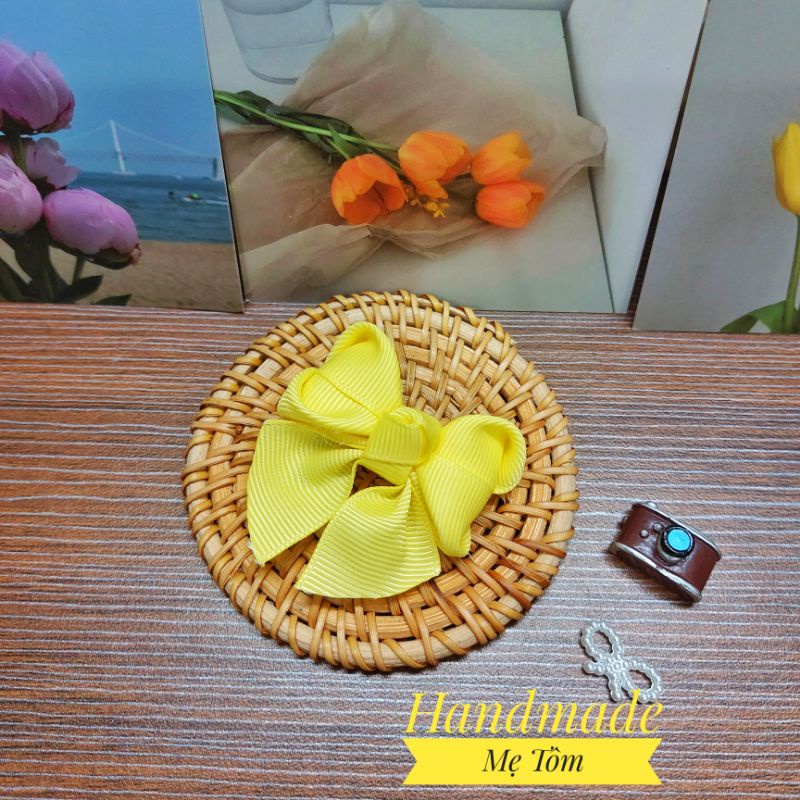 1 chiếc kẹp tóc nơ trái tim handmade cho bé gái,handmade Mẹ Tôm