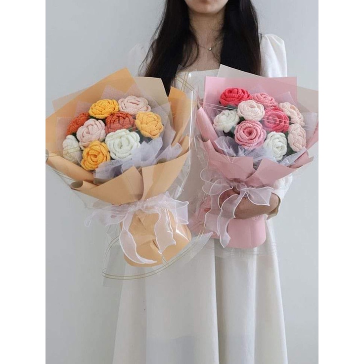 Hoa Hồng bằng len handmade làm quà tặng/sinh nhật