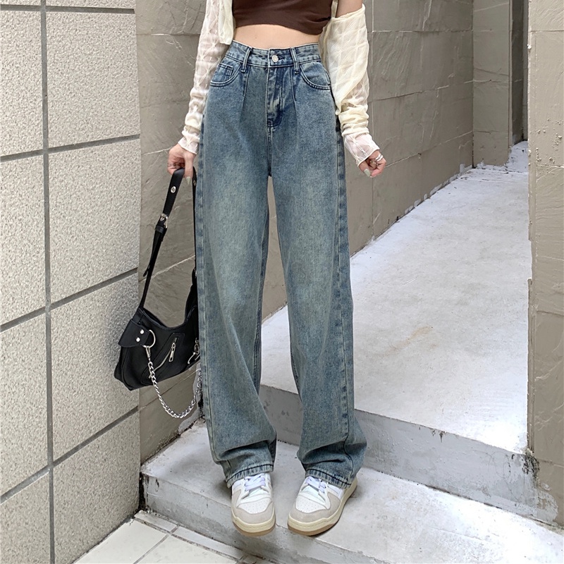 Quần Jeans Nữ Lưng Cao Ống Rộng Thời Trang Hàn Quốc