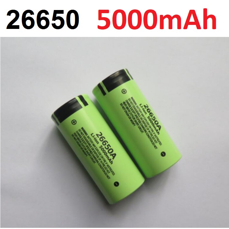 Pin sạc 3.7v 26650 panasonic dung lượng 5000mAh 2 đầu phẳng