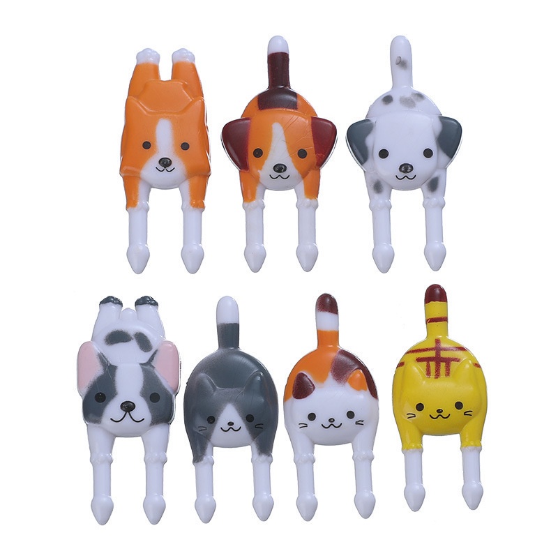 Bộ 7 Nĩa Ăn Trái Cây / Tráng Miệng Hình Động Vật Hoạt Hình Mini