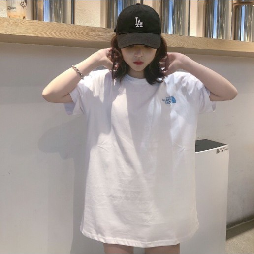 Áo Thun Cotton Ngắn Tay Dáng Rộng In Chữ THE NORTH FACE Cá Tính Cho Nam Nữ